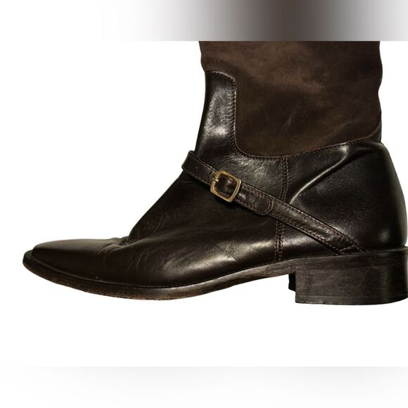 Vintage Colin Stuart Italy Black Brown Suede Equestrian Boots Women’s 7 - Picture 3 of 10